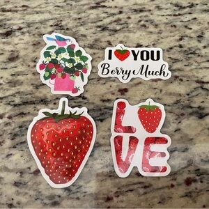 Strawberry stickers 2" vinyl waterproof travel laptop scrapbooking water bottle